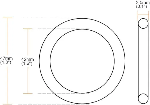 uxcell Nitrile Rubber O-Rings, 47mm OD 42mm ID 2.5mm Width, Metric Sealing Gasket, Pack of 10