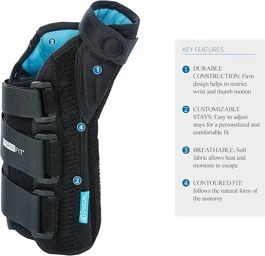 Ossur Formfit Thumb Spica Wrist Brace for DeQuervain’s Tendonitis, Arthritis, Gamekeeper’s Thumb | Features Removable Aluminum Stays, Contact Closure Straps | Breathable Material | (Right, Medium)