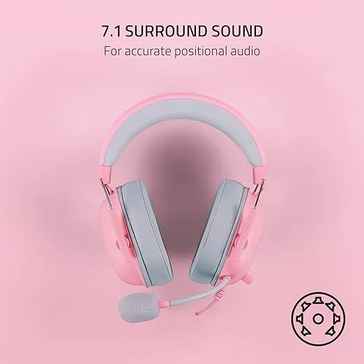 Razer BlackShark V2 X Gaming Headset: 7.1 Surround Sound - 50mm Drivers - Memory Foam Cushions - for PC, PS4, PS5, Switch - 3.5mm Audio Jack - Quartz Pink