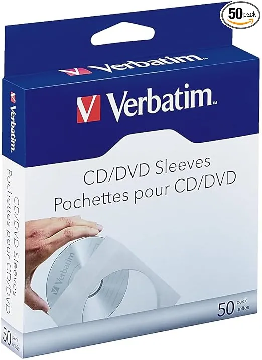 Verbatim CD/DVD Paper Sleeves-with clear window 50pk