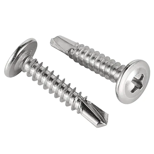 #8 x 1 Wafer Head Self Drilling Screws, Self Tapping Screws Sheet Metal Screws, Stainless Steel, Pack of 100