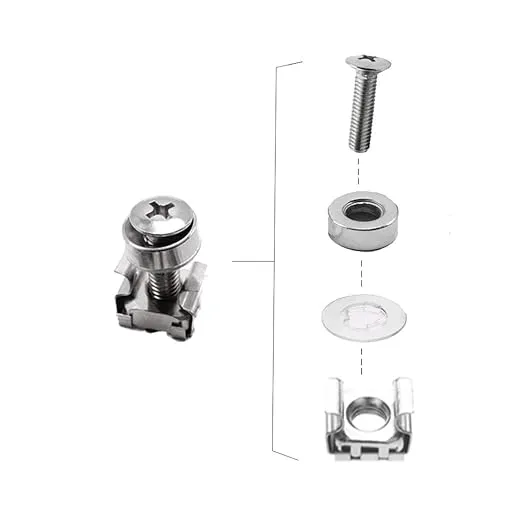 100 Sets M6 Square Hole Hardware Cage Nuts & Mounting Screws Washers for Server Rack and Cabinet (M6 X 20mm)(Screw+Washer+cage nut)