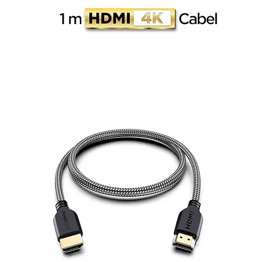 PowerBear 4K HDMI Cable 3 ft | High Speed Hdmi Cables, Braided Nylon & Gold Connectors, 4K @ 60Hz, Ultra HD, 2K, 1080P, ARC & CL3 Rated | for Laptop, Monitor, PS5, PS4, Xbox One, Fire TV, & More