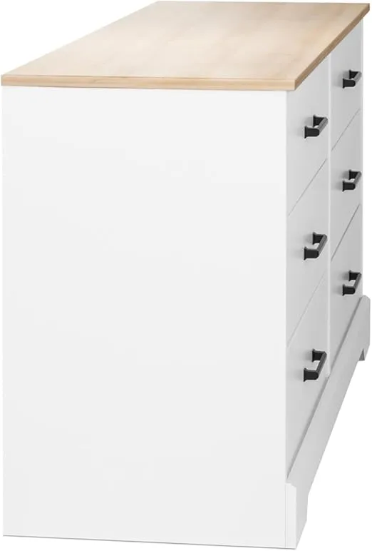 Prepac Rustic Ridge Farmhouse 6-Drawer Double Dresser, White & Oak Dresser for Bedroom, Chest of Drawers with 6 Storage Drawers, 53.25” Wide x 18.25” deep x 28.5” Tall, White & Oak