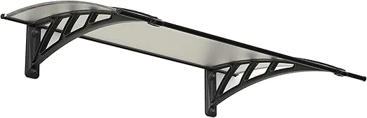 Palram - Canopia Neo 1180-4' x 3' Window & Door Awning for Door Entrance, High-End Polycarbonate Patio Canopy with Clear Panels, UV Protection, Modern Gray Metal Frame, Weather Resistant Overhang