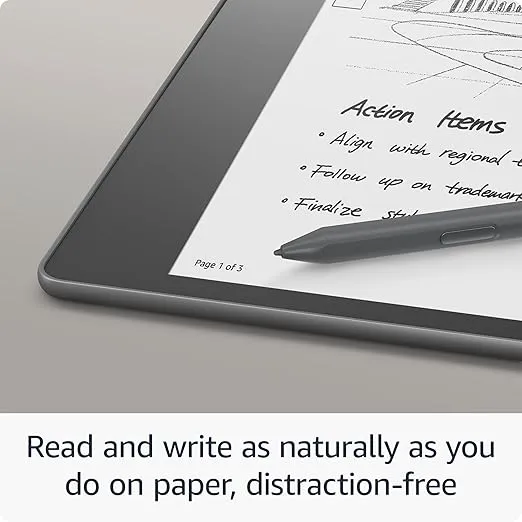 Amazon Kindle Scribe (16 GB) - Now write directly on books and documents. With built-in notebook summarization. A Kindle and notebook, all in one. Includes Basic Pen