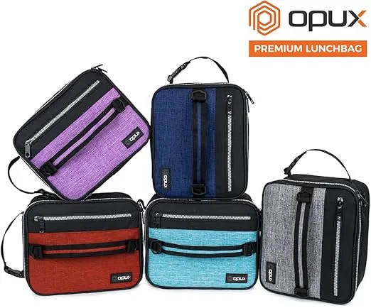 OPUX Insulated Lunch Box for Men Women Adult, Compact Lunch Bag for Kids Boy Girl Teen, Soft Lunch Cooler Bag for Work School, Leakproof Lunchbox Lunch Pail with Clip-on Buckle, Heather Gray