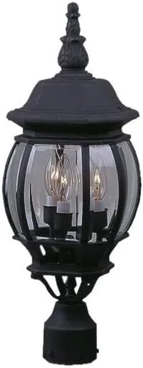 Craftmade Z335-TB French Style Outdoor Pier Mount Post Lighting, 3-Light, 180 Watts, Textured Matte Black (8" W x 22" H)