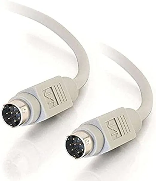 C2G/Cables To Go Legrand - C2G 8 Pin Mini DIN, RS232 Serial Cable, Beige Mini DIN Male to Male Cable, 10 Foot Mini DIN Plug, 1 Count, C2G 02318