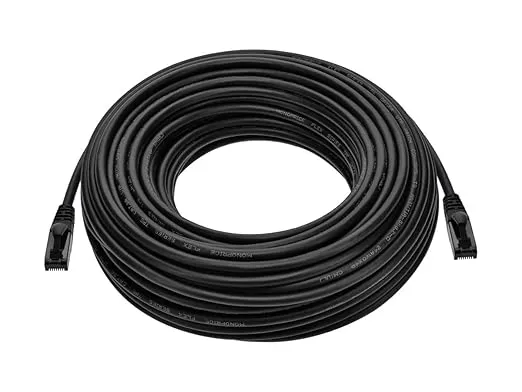 Monoprice Cat6A Flexible TPE Patch Cable - 100 Feet - Black | UTP, 24AWG, 500MHz, Pure Bare Copper, Snagless RJ45, Ethernet Cable - Flex Series