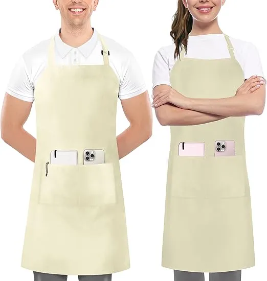 Utopia Kitchen 2 Pack Bib Apron, Adjustable with 2 Pockets, Water and Oil Resistant, Cooking Kitchen Chef Apron for Women Men