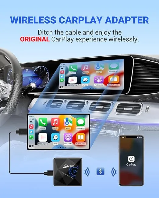 OTTOCAST U2Air Pro Wireless CarPlay Adapter for iPhone - 2024 Newest Version Wired to Wireless CarPlay Dongle - Dual-band WiFi, Low Latency, Online Update, Plug Play for Factory OEM Wired CarPlay Cars