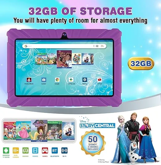 Contixo 7 inch Kids Tablet - V8 Tablet for Kids and Tablet Sleeve Bag Bundle, Toddler Tablet with Teacher Approved Learning Games, 32GB, Android 11, Camera, WiFi, Parental Control, Purple