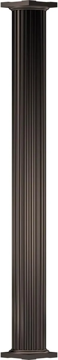 AFCO EA0608ANFSFTUTU 6" x 8' Endura-Aluminum Column, Round Shaft (Load-Bearing 20,000 lbs), Non-Tapered, Fluted, Textured Brown Finish w/ Capital & Base