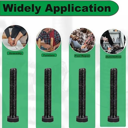 M12 Hex Bolts M12x150mm Hex Head Bolts Carbon Steel Black Oxide M12-1.75 Hex Bolt Fully Threaded 8.8 Grade Hex Tap Bolts Metric Hexagon Head Screw Machine Bolts Right Hand External Hex Drive 2Pcs