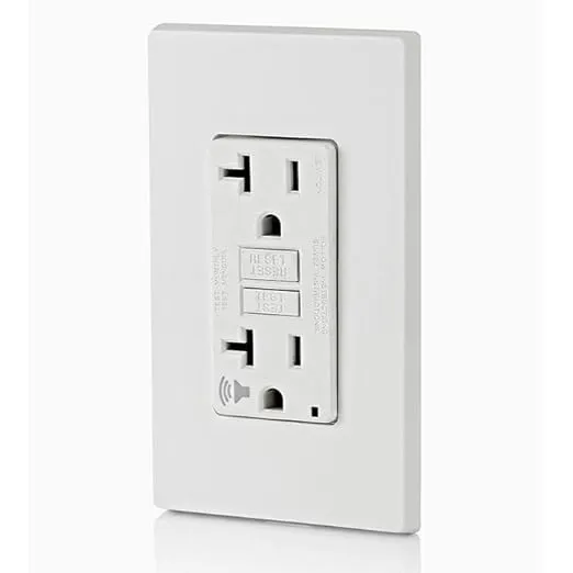 Leviton GFCI Outlet with Audible Alarm, 20 Amp, Self Test, Tamper-Resistant with LED Indicator Light, Great for Refrigerators in Garages, GFTA2-W, White