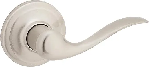 Kwikset Tustin Dummy Door Handle, Single Sided Lever for Closets, French Double Doors, and Pantry, Satin Nickel Non-Turning Right Handed Interior Push/Pull Lever, with Microban Protection