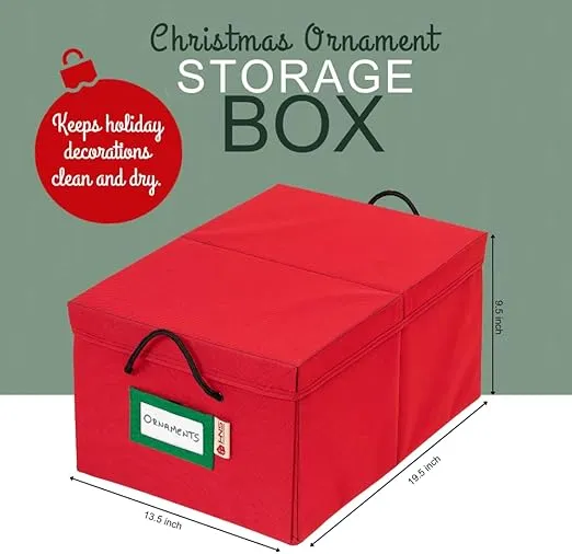 HOLDN’ STORAGE Christmas Ornament Storage Container Box with Dividers - Stores up to 72-3" Ornaments - Large Christmas Ball Storage Container Bins with 3 Removable Trays with Separators.