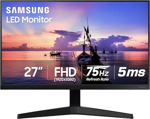 Samsung 27" T35F Series FHD 1080p Computer Monitor, 75Hz, IPS Panel, HDMI, VGA (D-Sub), AMD FreeSync, Wall Mountable, Game Mode, 3-Sided Border-Less, Eye Care, LF27T350FHNXZA