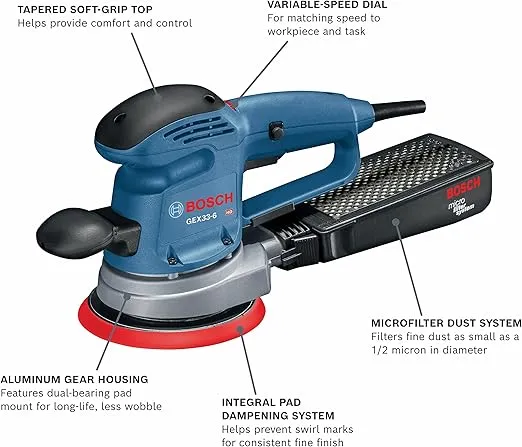 BOSCH GEX33-6N 6 In. Multi-Hole Random Orbit Sander/Polisher