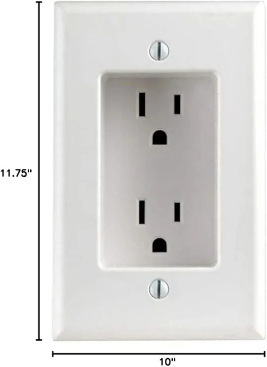 Leviton 689-W 15 Amp 1-Gang Recessed Duplex Receptacle, Residential Grade, with Screws Mounted to Housing, White