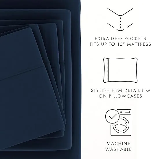 Linen Market 6 Piece Bed Sheet Set, Navy, Queen