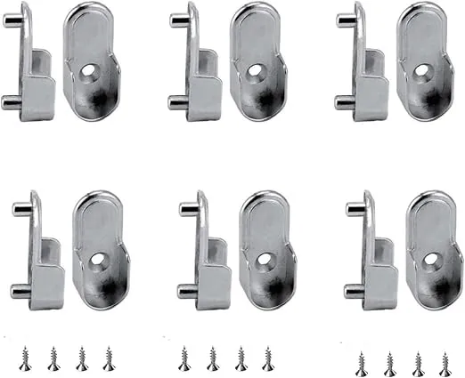 AEGYPIUS 6Pcs Oval Closet Rod End Supports 15mm x 30mm, Wardrobe Bracket Metal Rod Holders, Heavy-Duty Closet Pole Socket with Rear Facing 6.5mm Pins