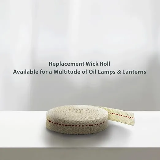 Light of Mine - 5/8" Inch 6' Foot, 100% Cotton Flat Wick - 2 Pack, for Paraffin Oil, Kerosene Based Lanterns, and Oil Lamps with Genuine Red Stitch (5/8" - 6' Roll, 2 Pack)