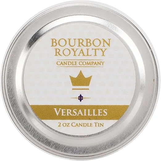 Round Silver Tone Small 2 Ounce Silver Tin/Wax Scented Votive Jar Candle for Home, Office or Travel, Versailles, BRY-VS-2T