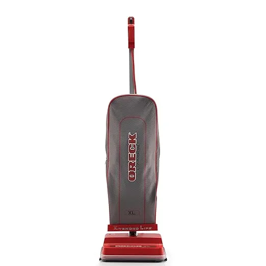 Oreck Commercial Upright Bagged Vacuum Cleaner, Lightweight, 40ft Power Cord, U2000R1, Grey/Red