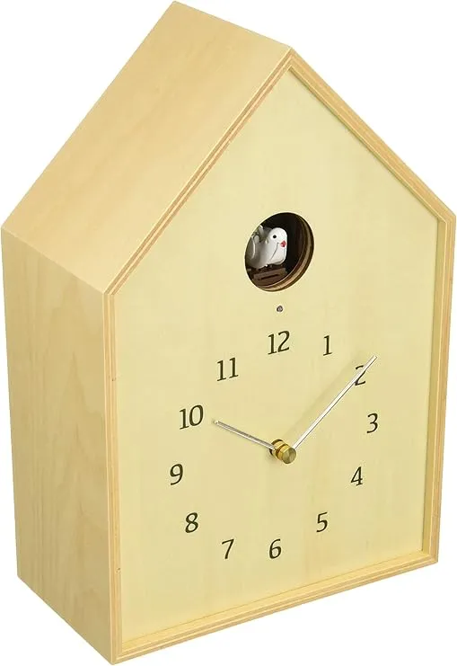 Remnos New York 16-12 NT Lemnos Analog Birdhouse Clock Analogue Birdhouse Clock, Natural Wood, 7.2 x 10.6 x 3.8 inches