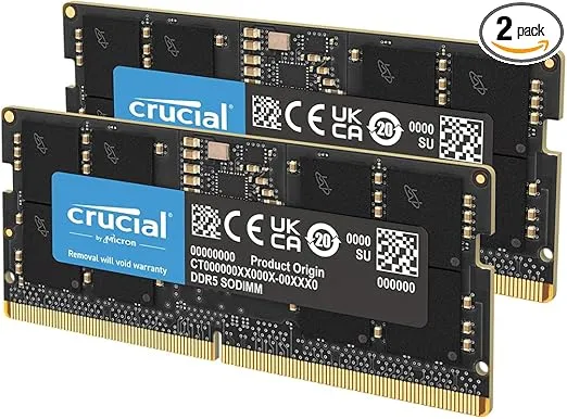 Crucial RAM 64GB Kit (2x32GB) DDR5 4800MHz CL40 Laptop Memory CT2K32G48C40S5