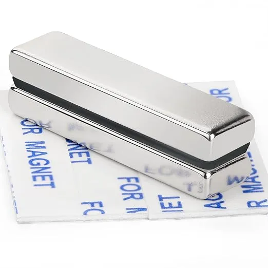 DIYMAG 2 Pack Strong Neodymium Bar Magnets,Powerful Rare Earth Magnets Heavy Duty Metal Neodymium Magnet with Double-Sided Adhesive for Fridge Kitchen DIY Craft and Office Science, 40x10x5mm