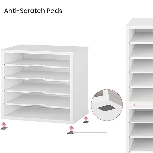 Ballucci File Organizer Paper Sorter, 5 Tier Adjustable Shelves Office Desk Organizer, 13 5/8" x 9 1/4" x 12", White