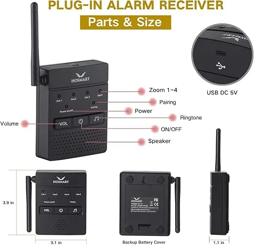 1/2 Mile Hosmart Driveway Alarm Wireless Sensor System & Driveway Sensor Alert System Weatherproof Security Outdoor Motion Sensor & Detector Visit The H HOSMART Store
