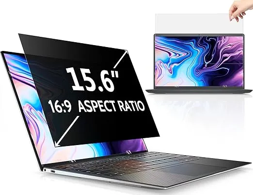 15.6 Inch Laptop Privacy Screen Compatible With Lenovo Hp Dell Acer Asus Thinkpad Envy Xps, 16:9 Aspect Removable Anti Glare Blue Light Filter Protector, 15 In Computer Monitor Security Shield