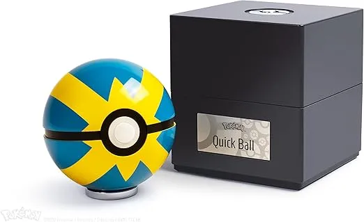 The Wand Company Pokémon Poké Ball Authentic Replicas - Realistic, Electronic, Die-Cast Poké Ball with Display Case Light Features (Quick Ball)