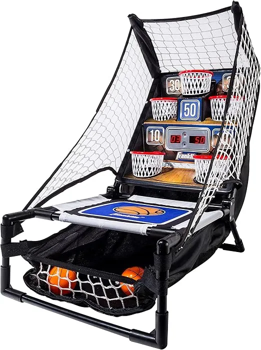 Franklin Sports Anywhere Basketball Arcade Game - Table Top Basketball Arcade Shootout- Indoor Electronic Basketball Game