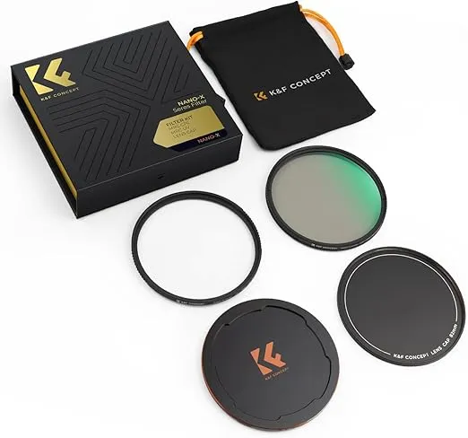 K&F Concept 67mm Circular Polarizers Filter & MC UV Protection Filter Kit (2 pcs) with Up & Down Lens Cap, 28 Multi-Layer Coatings HD CPL/UV Filter Set for Camera Lens (Nano-X Series)