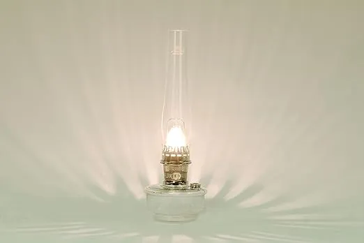 Aladdin Genie III Oil Lamp, Indoor Emergency Lighting for Shelf, Table or Hanging, Clear Glass Bowl with Nickel Burner