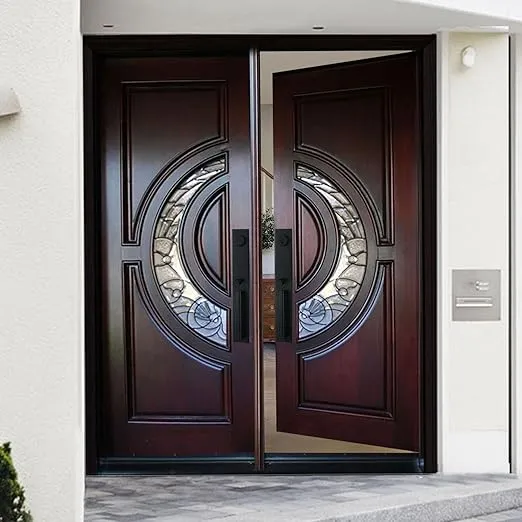 32X32X80RH Double Door Mahogany Prehung Entry Front Door with Brickmould