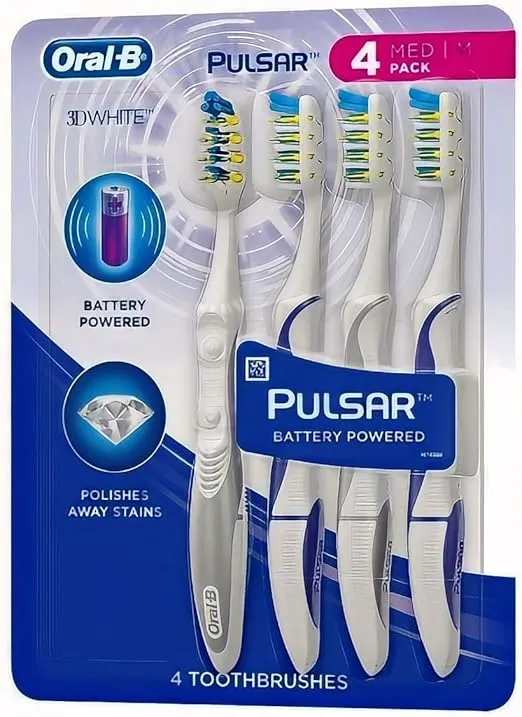Oral-B Pulsar Vibrating Bristles Toothbrush, Medium, 4 Pack