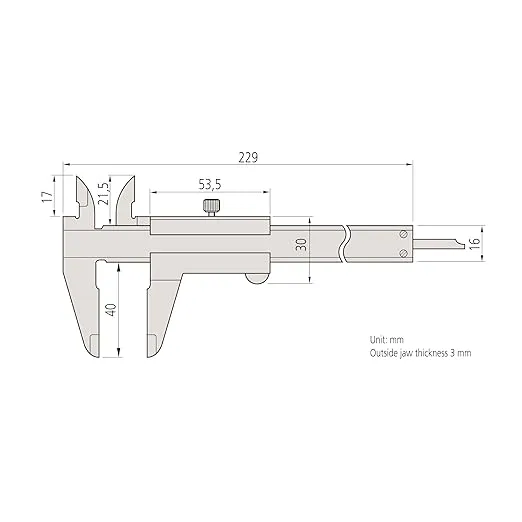 Mitutoyo 530-101 Vernier Calipers, Stainless Steel, for Inside, Outside, Depth and Step Measurements, Metric, 0"/0mm-150mm Range, +/-0.05mm Accuracy, 0.05mm Resolution, 40mm Jaw Depth