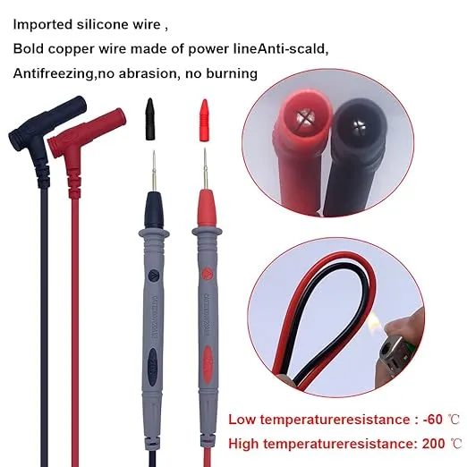 Multimeter Test Leads Set, Professional Leads Kit, Precision Sharp Probe Test Lead 1000V 20A Gold-Plated Probe Leads with Alligator Clips, Test Hooks, Test Probes Lead, Test Tweezer