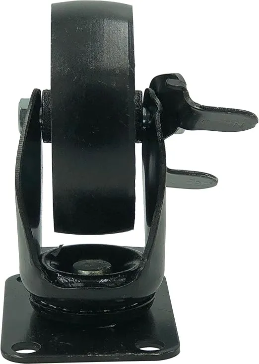 FactorDuty 4 All Black Metal Swivel Plate Caster Wheels w/Brake Lock Heavy Duty High-Gauge Steel (3.5" with Brake)