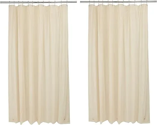 Bath Bliss 2 Pack PVC Heavy Weight Shower Curtain Liner with Suction Cup Splash Guard | 4G | 70" x 72" | Rust Resistant Copper Grommets | Magnetic Hem | Beige