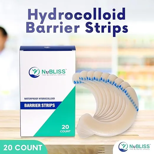 FSA & HSA Eligible Elastic Skin Adhesive Ostomy Barrier Strips - 20 Count - Medical-Grade Ostomy Supplies - Hydrocolloid Waterproof Coloplast Barrier Strips