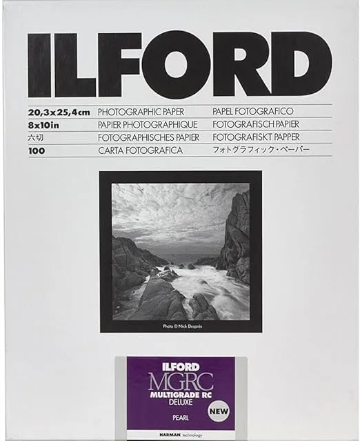 Ilford Multigrade V RC Deluxe Pearl Surface Black & White Photo Paper, 190gsm, 8x10, 100 Sheets