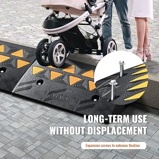 VEVOR Rubber Curb Ramp 2 Pack, 4.3" Rise Height Heavy-Duty 33069 lbs/15 T Capacity Threshold Ramps, Driveway Ramps with Stable Grid Structure for Cars, Wheelchairs, Bikes, Motorcycles