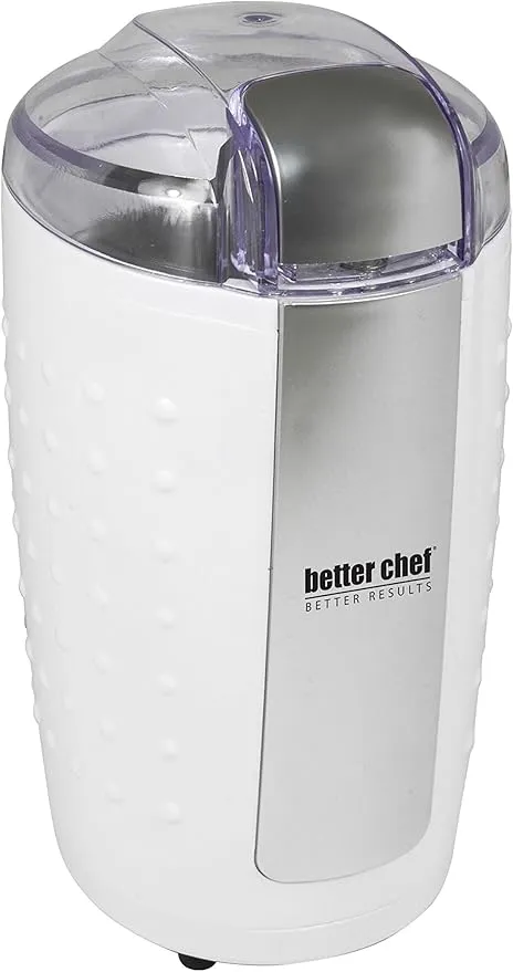 Better Chef 150-Watt Power Blade Coffee Grinder | Stainless Blade and Chamber | Grind Coffee | Nuts | Spices (White)